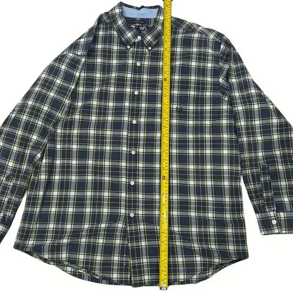 Chaps Indigo Plaid Long Sleeve Button Down Shirt  Size XL - Picture 5 of 6